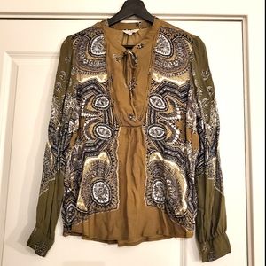 Lucky Brand Scarf Paisley Peasant Top